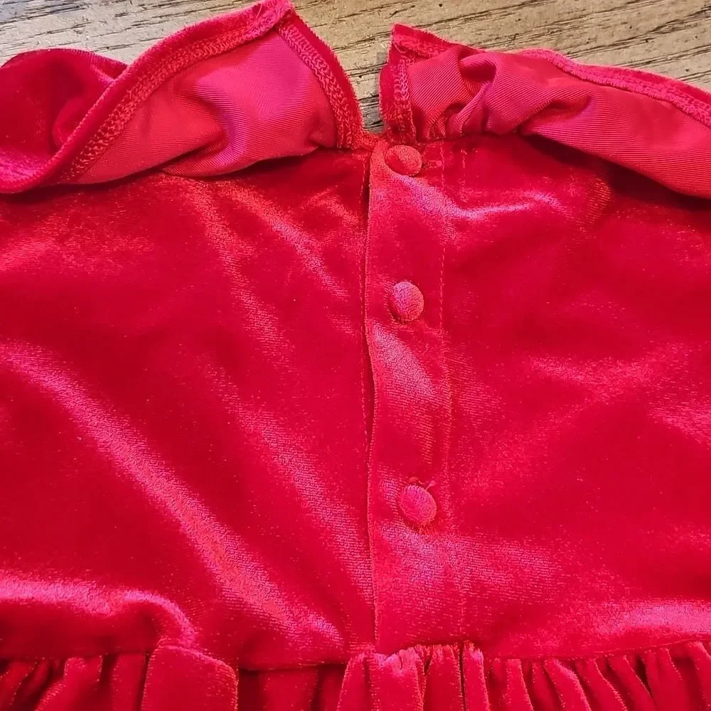 4T red long sleeve velvet dress Mud Pie